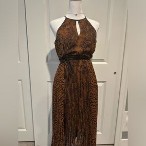 White House Black Market Animal Print Pleated Dress